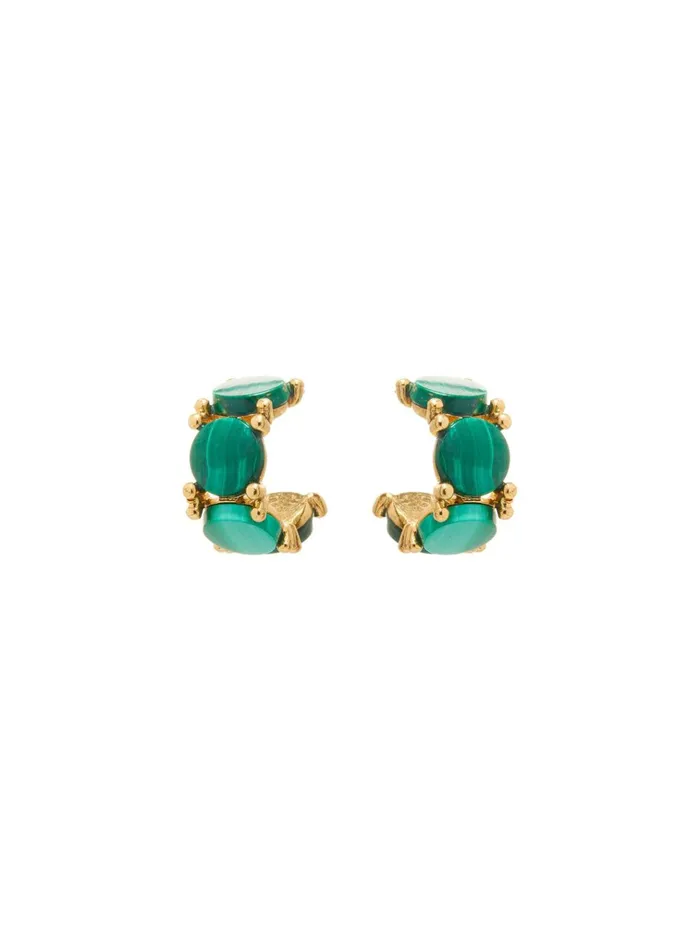 Women Earrings Oscar De La Renta Malachite Small Hoop Earrings Malachite