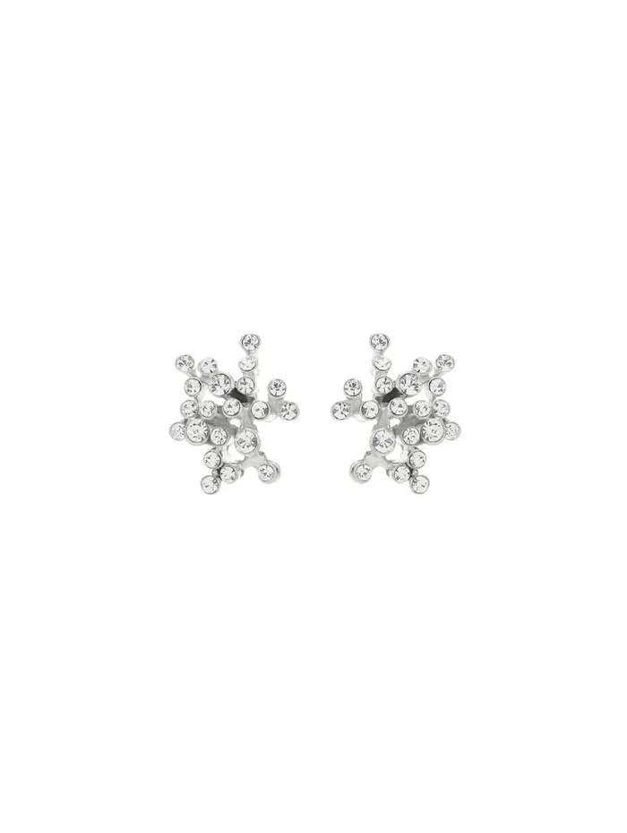 Women Earrings Oscar De La Renta Turbillion Button Earrings Silver