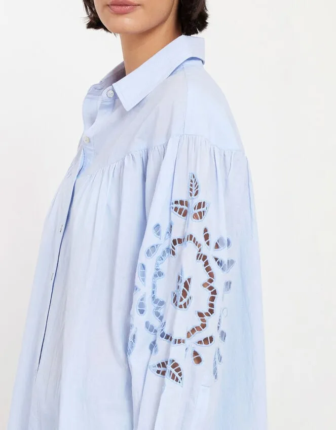 Women East Cutwork Oversized Shirt Blue Monsoon Tops and Blouses