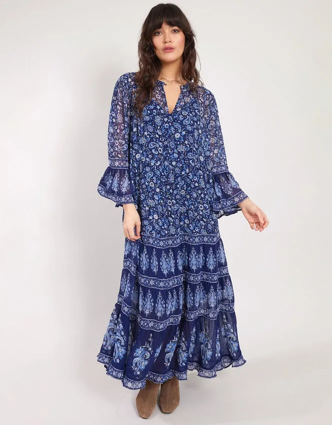 Women East Print Tiered Maxi Dress Blue Monsoon Dresses