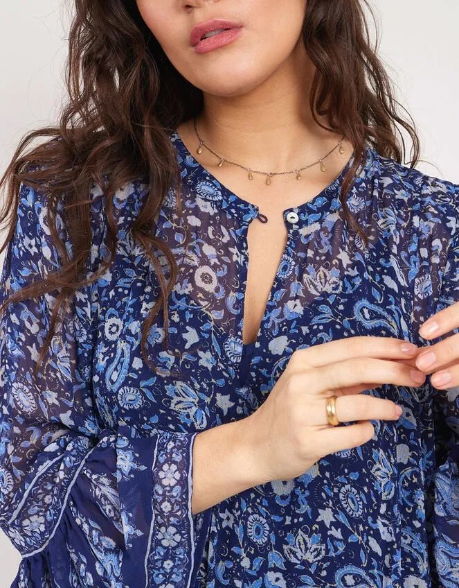 Women East Print Tiered Maxi Dress Blue Monsoon Dresses
