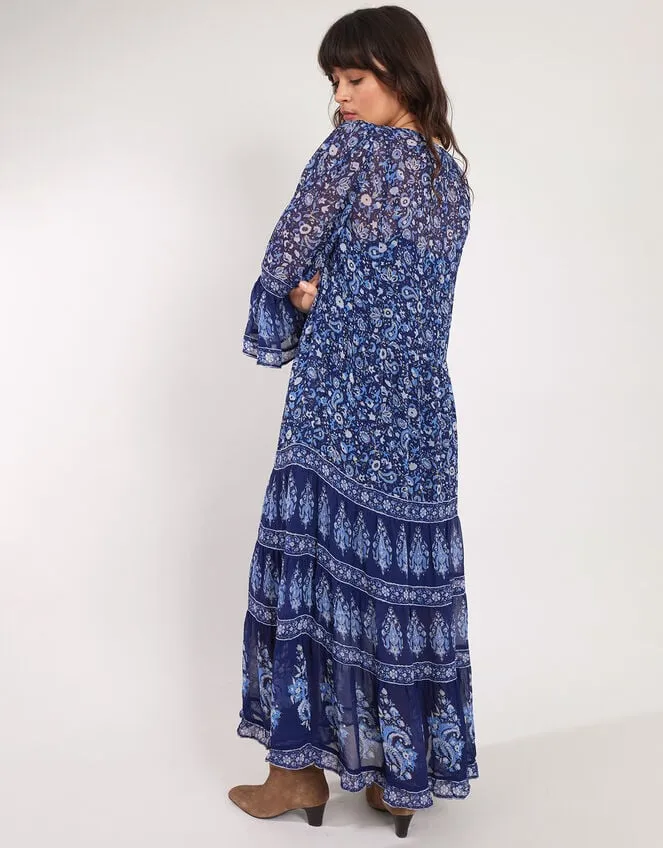 Women East Print Tiered Maxi Dress Blue Monsoon Dresses