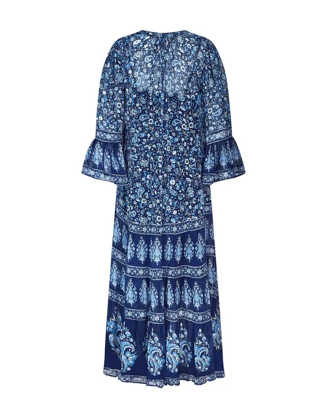 Women East Print Tiered Maxi Dress Blue Monsoon Dresses