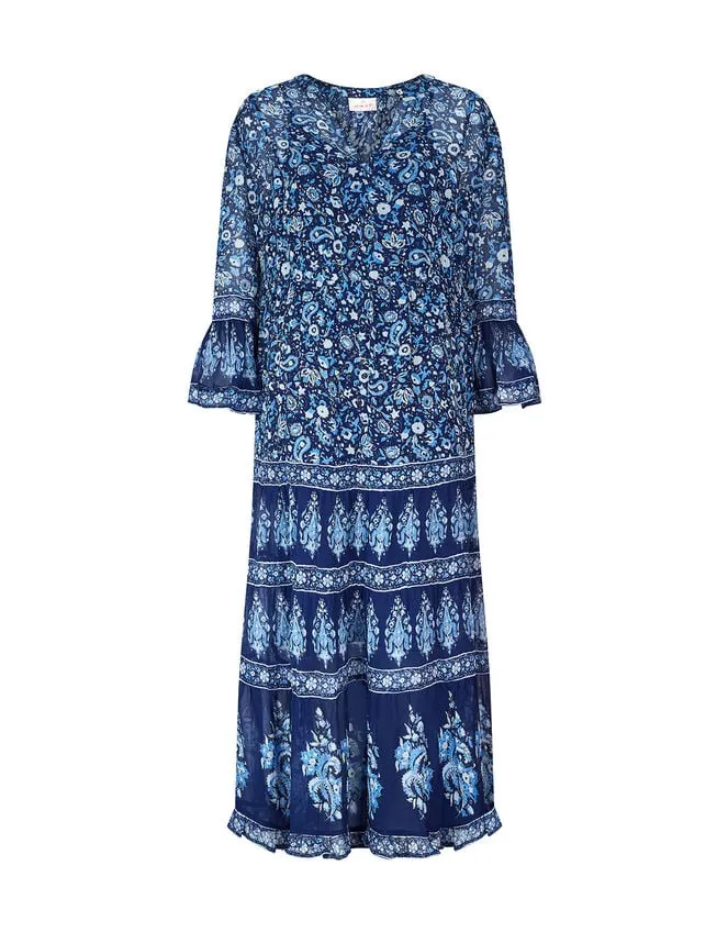 Women East Print Tiered Maxi Dress Blue Monsoon Dresses