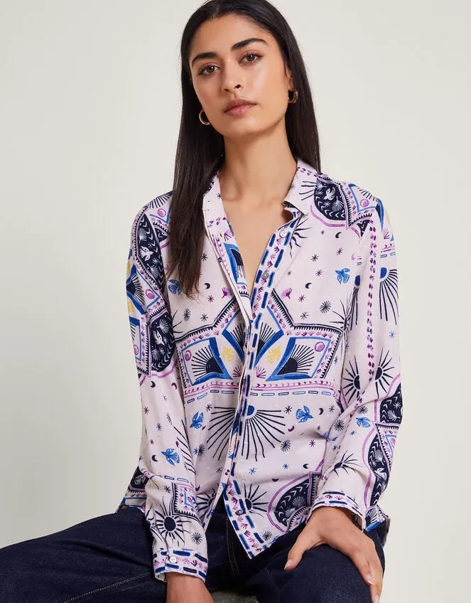 Women Elsie Print Shirt Blue Monsoon Tops and Blouses