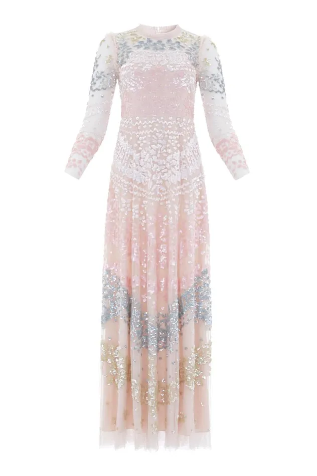 Women Embellished Dresses Needle and Thread Angeline Sequin Gown Pink