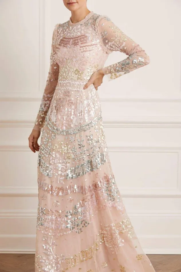 Women Embellished Dresses Needle and Thread Angeline Sequin Gown Pink