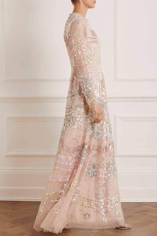 Women Embellished Dresses Needle and Thread Angeline Sequin Gown Pink