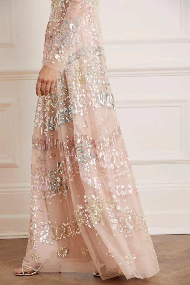 Women Embellished Dresses Needle and Thread Angeline Sequin Gown Pink