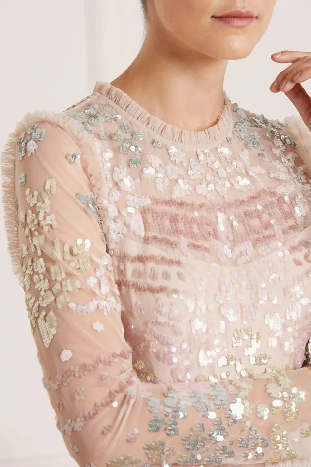 Women Embellished Dresses Needle and Thread Angeline Sequin Gown Pink