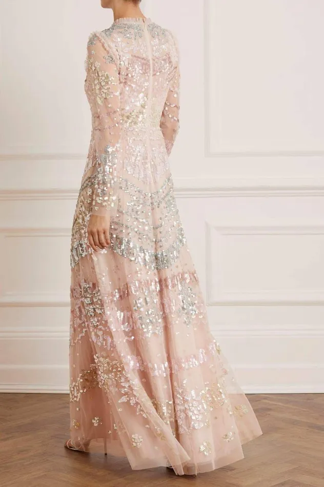 Women Embellished Dresses Needle and Thread Angeline Sequin Gown Pink