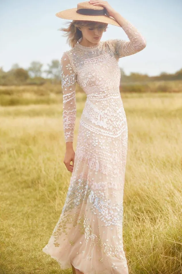 Women Embellished Dresses Needle and Thread Angeline Sequin Gown Pink