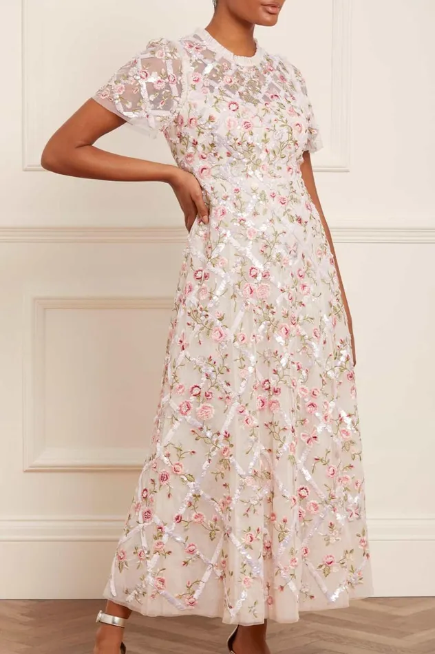 Women Embellished Dresses Needle and Thread Athena Rose Ankle Gown Champagne