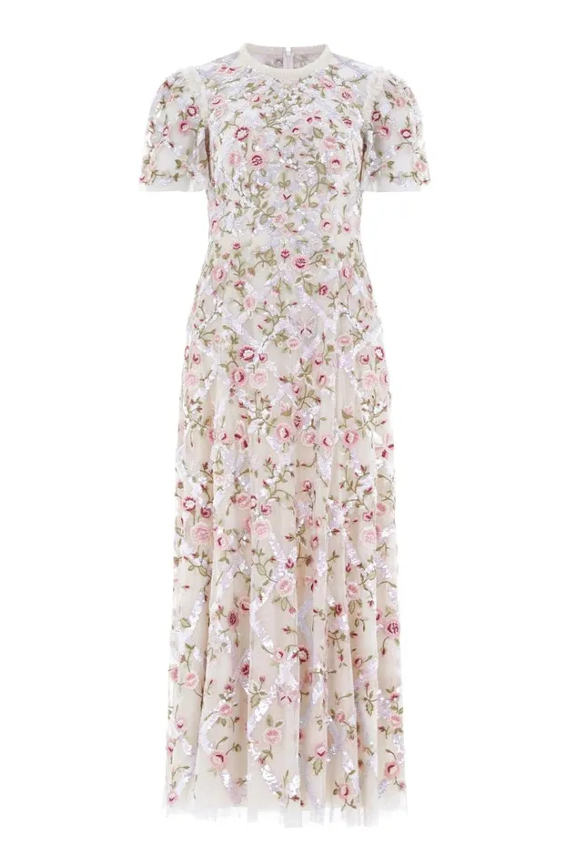 Women Embellished Dresses Needle and Thread Athena Rose Ankle Gown Champagne Women Embellished Dresses Needle and Thread Athena Rose Ankle Gown Champagne