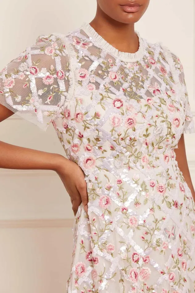 Women Embellished Dresses Needle and Thread Athena Rose Ankle Gown Champagne Women Embellished Dresses Needle and Thread Athena Rose Ankle Gown Champagne