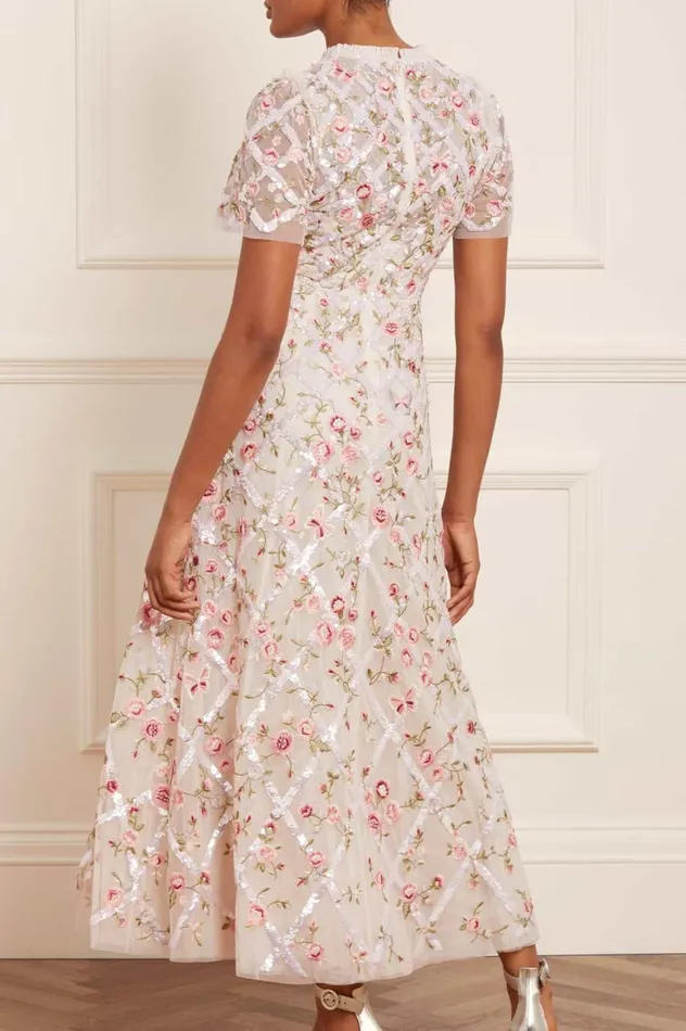 Women Embellished Dresses Needle and Thread Athena Rose Ankle Gown Champagne Women Embellished Dresses Needle and Thread Athena Rose Ankle Gown Champagne