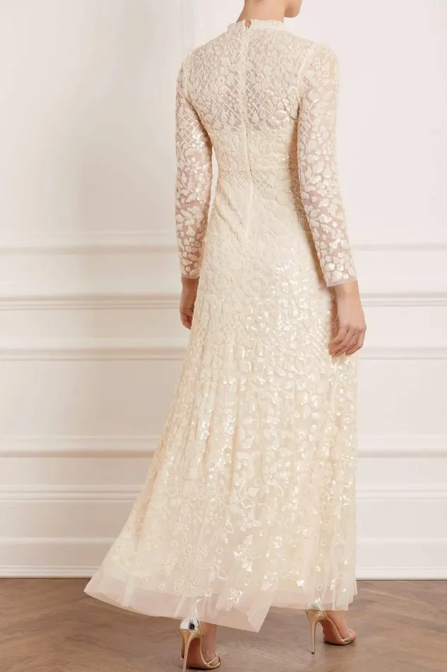 Women Embellished Dresses Needle and Thread Aurelia Long Sleeve Gown Champagne