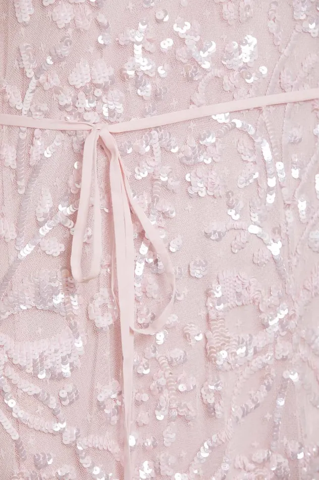 Women Embellished Dresses Needle and Thread Celia Long Sleeve Ankle Gown Pink