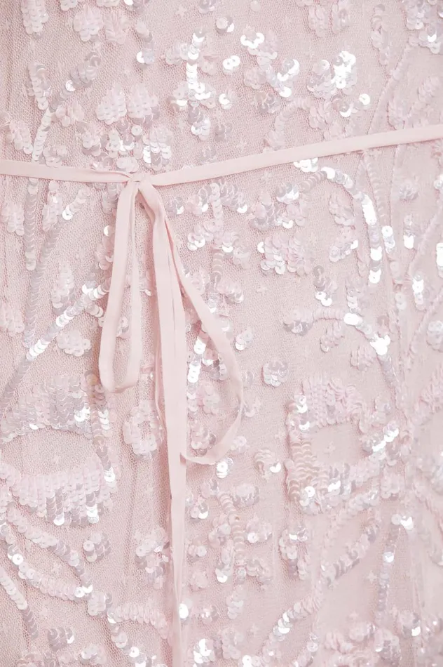 Women Embellished Dresses Needle and Thread Celia Long Sleeve Mini Dress Pink