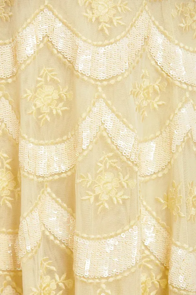 Women Embellished Dresses Needle and Thread Fifi Long Sleeve Mini Dress Yellow