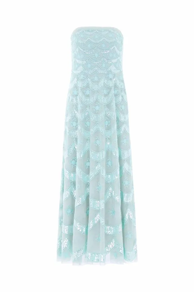 Women Embellished Dresses Needle and Thread Fifi Strapless Ankle Gown Green