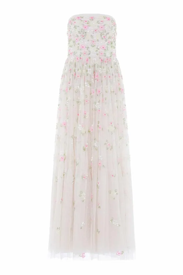 Women Embellished Dresses Needle and Thread Freesia Shimmer Strapless Gown Champagne Women Embellished Dresses Needle and Thread Freesia Shimmer Strapless Gown Champagne