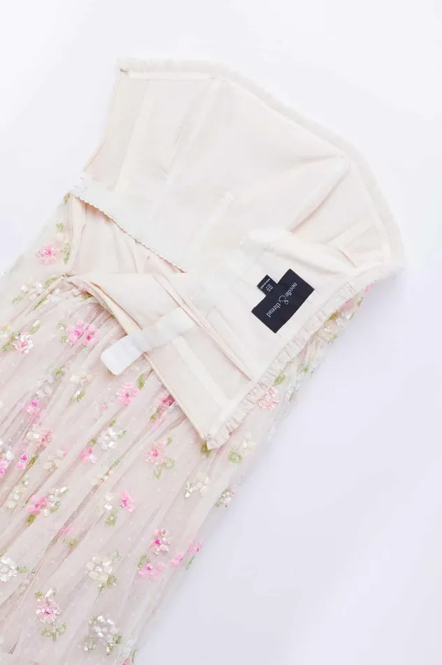 Women Embellished Dresses Needle and Thread Freesia Shimmer Strapless Gown Champagne Women Embellished Dresses Needle and Thread Freesia Shimmer Strapless Gown Champagne