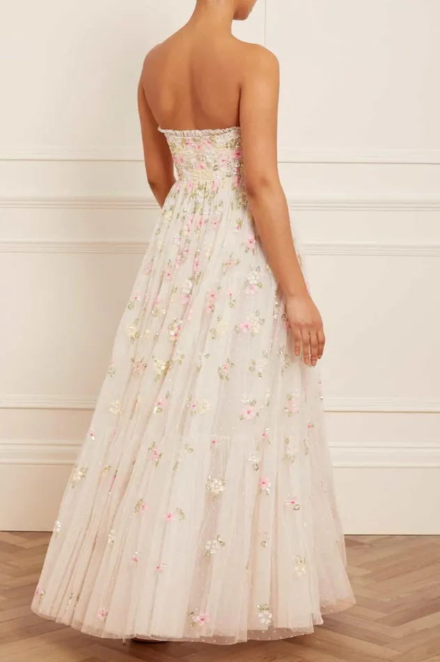 Women Embellished Dresses Needle and Thread Freesia Shimmer Strapless Gown Champagne Women Embellished Dresses Needle and Thread Freesia Shimmer Strapless Gown Champagne