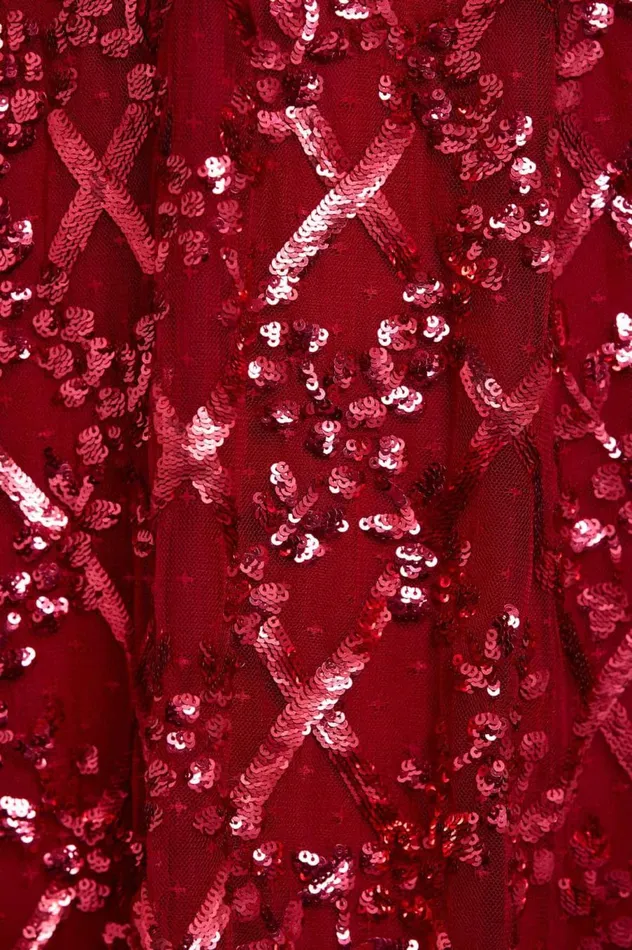 Women Embellished Dresses Needle and Thread Garden Lattice Ankle Gown Red