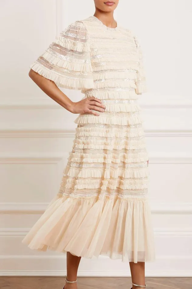 Women Embellished Dresses Needle and Thread Nancy Frill Ballerina Dress Champagne