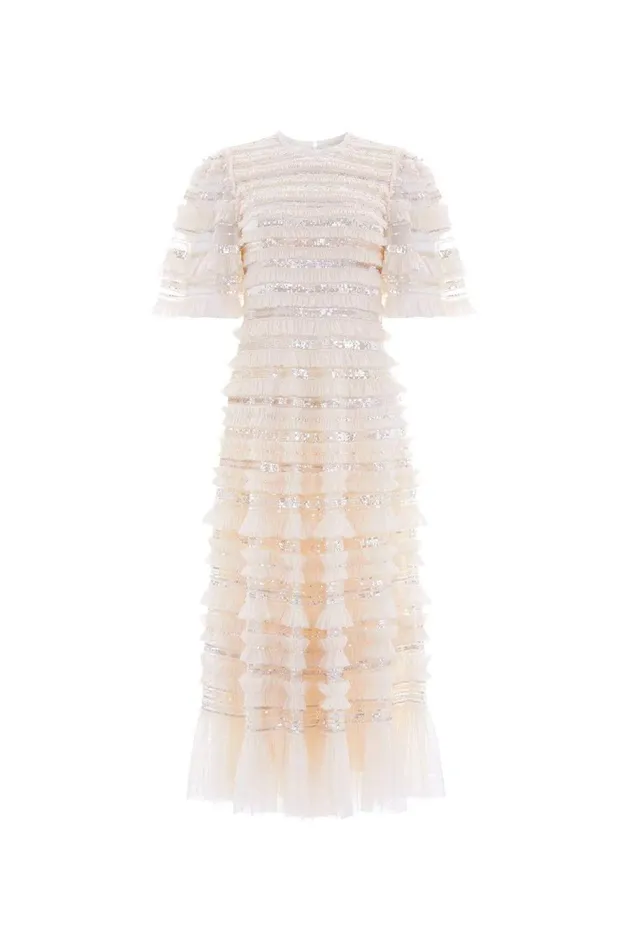 Women Embellished Dresses Needle and Thread Nancy Frill Ballerina Dress Champagne