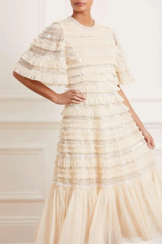 Women Embellished Dresses Needle and Thread Nancy Frill Ballerina Dress Champagne