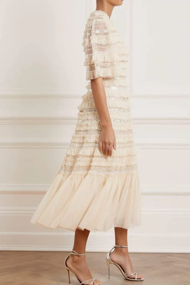 Women Embellished Dresses Needle and Thread Nancy Frill Ballerina Dress Champagne