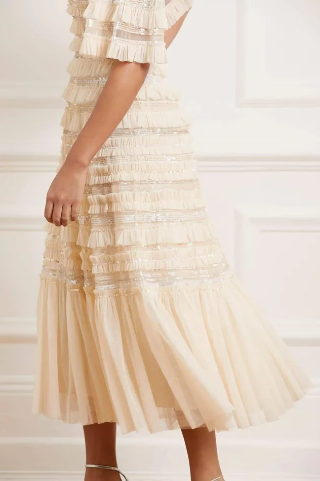 Women Embellished Dresses Needle and Thread Nancy Frill Ballerina Dress Champagne