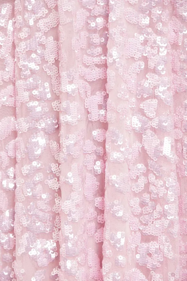 Women Embellished Dresses Needle and Thread Sequin Rose Gloss Ankle Gown Pink