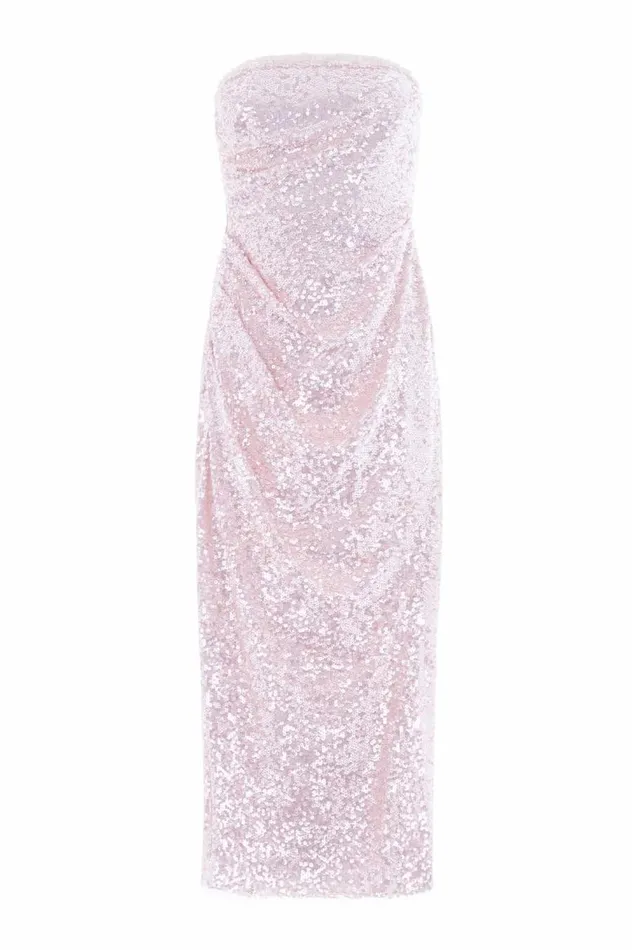 Women Embellished Dresses Needle and Thread Stellar Gloss Strapless Ankle Gown Pink Women Embellished Dresses Needle and Thread Stellar Gloss Strapless Ankle Gown Pink