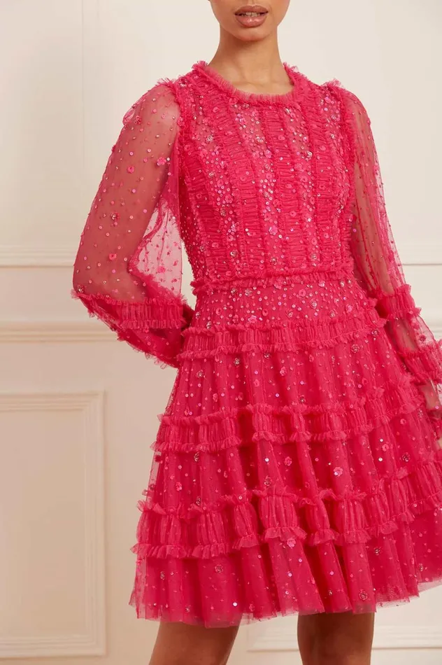 Women Embellished Dresses Needle and Thread Violet Shimmer Micro Mini Dress Pink Women Embellished Dresses Needle and Thread Violet Shimmer Micro Mini Dress Pink