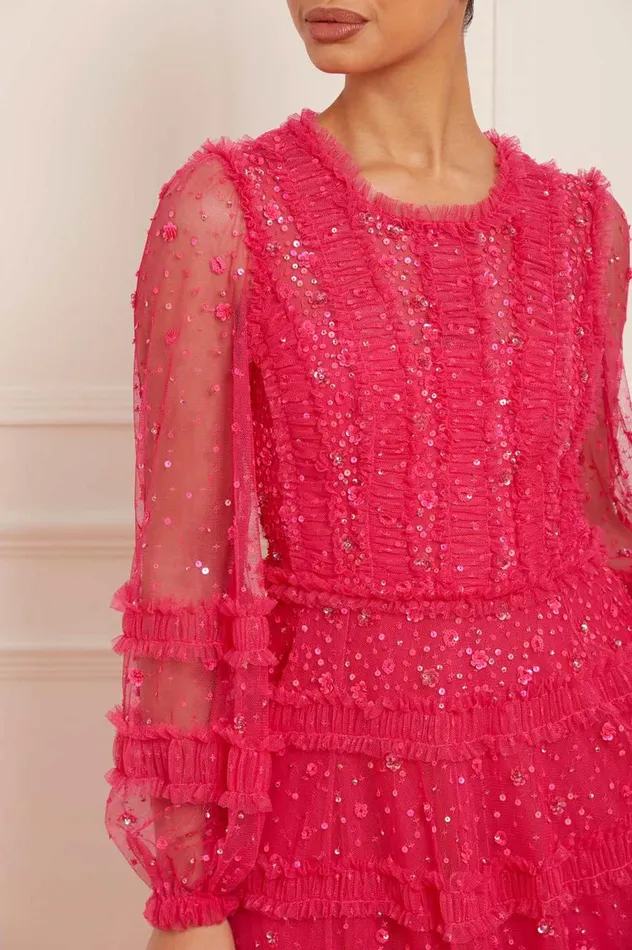 Women Embellished Dresses Needle and Thread Violet Shimmer Micro Mini Dress Pink Women Embellished Dresses Needle and Thread Violet Shimmer Micro Mini Dress Pink