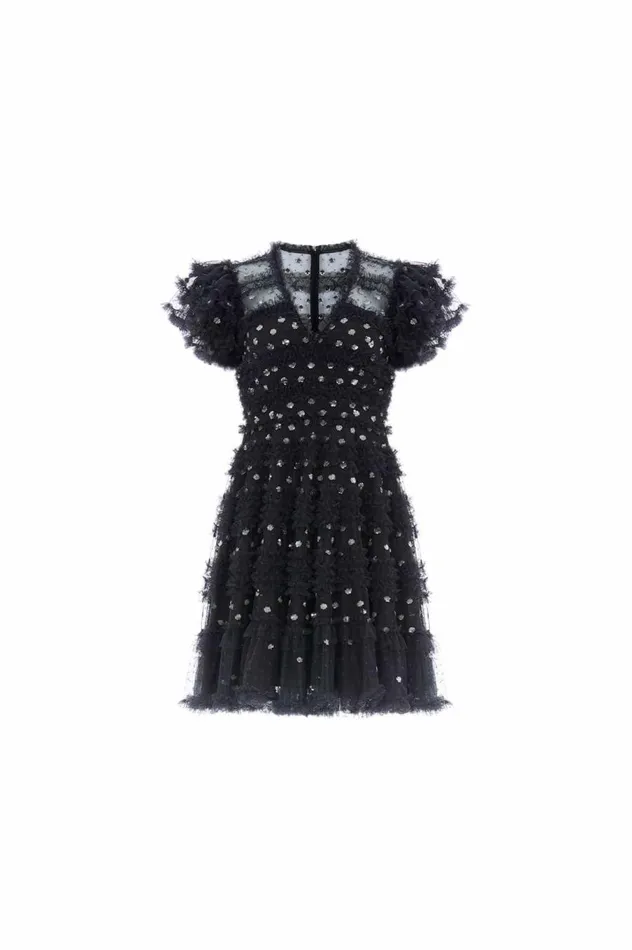 Women Embellished Dresses Needle and Thread Vivian VNeck Micro Mini Dress Black