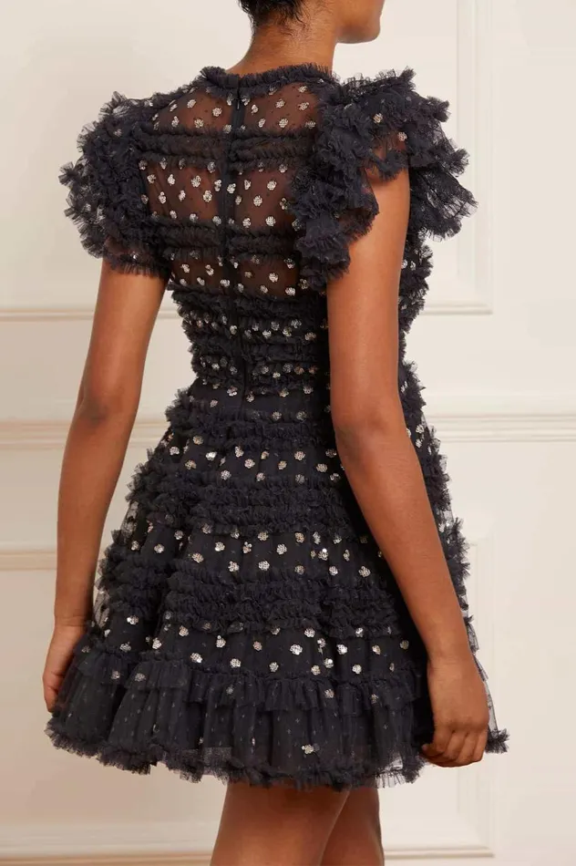 Women Embellished Dresses Needle and Thread Vivian VNeck Micro Mini Dress Black