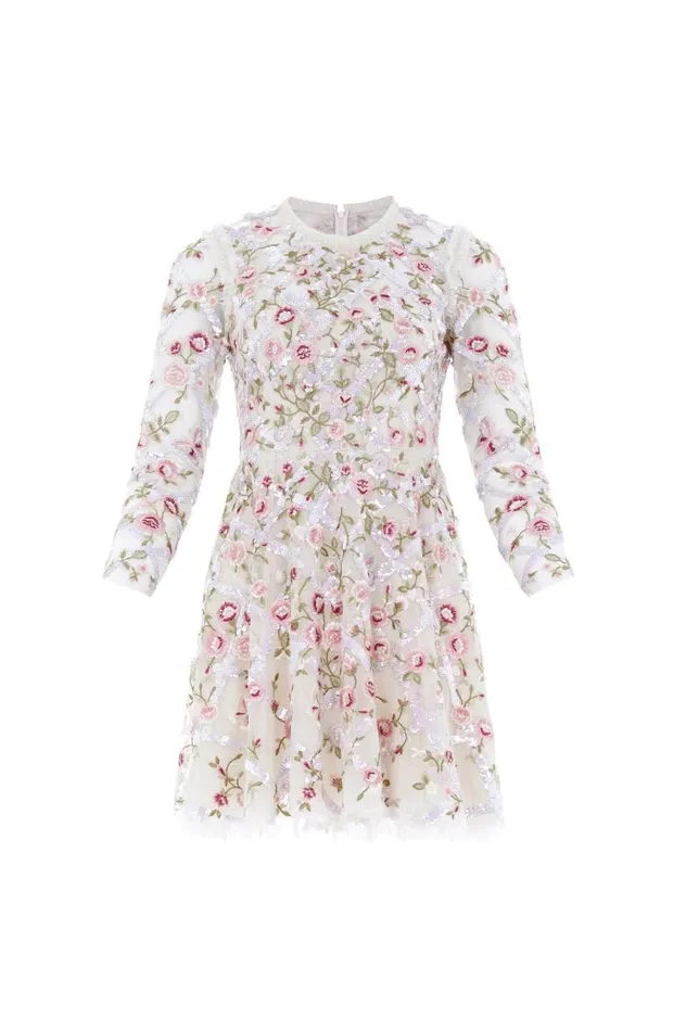 Women Embroidered Dresses Needle and Thread Athena Rose Micro Mini Dress Champagne Women Embroidered Dresses Needle and Thread Athena Rose Micro Mini Dress Champagne