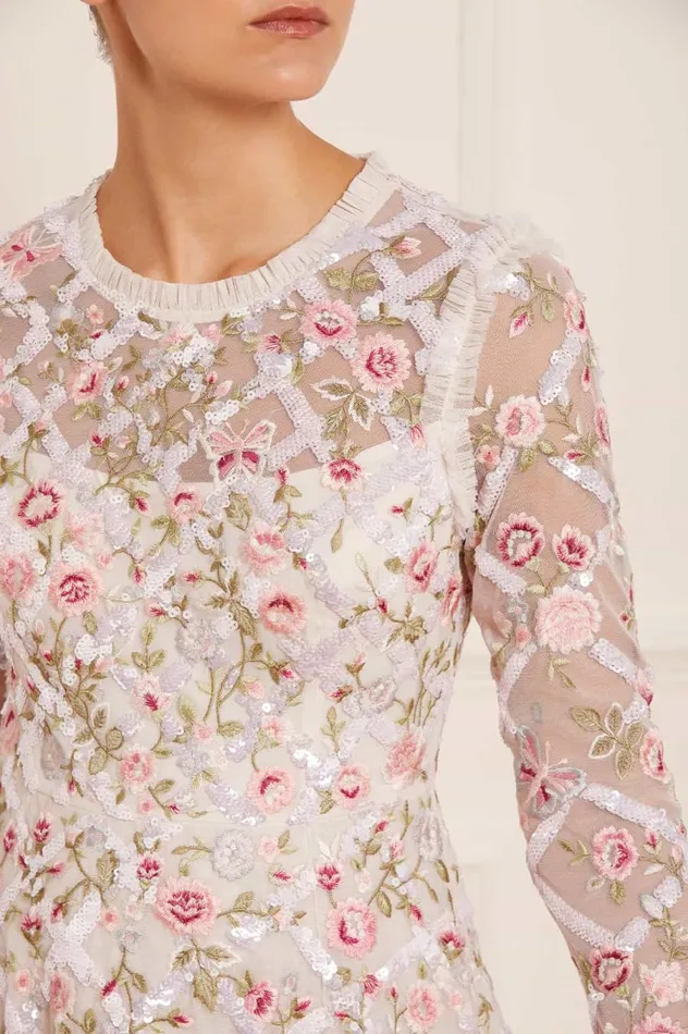 Women Embroidered Dresses Needle and Thread Athena Rose Micro Mini Dress Champagne Women Embroidered Dresses Needle and Thread Athena Rose Micro Mini Dress Champagne