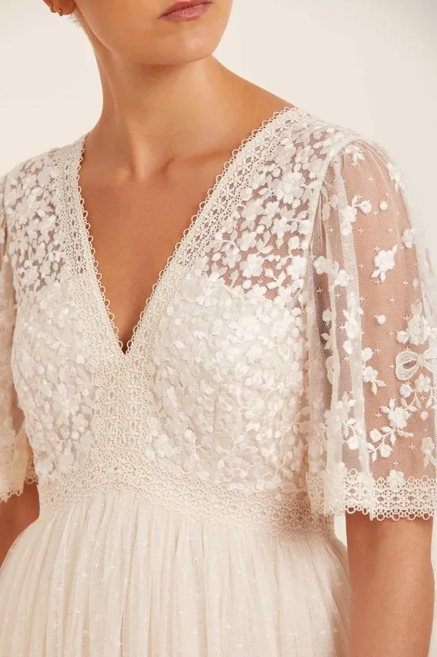 Women Embroidered Dresses Needle and Thread Celestia Ribbon Bodice Ankle Gown Champagne Women Embroidered Dresses Needle and Thread Celestia Ribbon Bodice Ankle Gown Champagne
