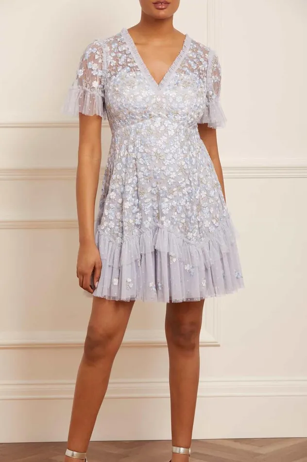 Women Embroidered Dresses Needle and Thread Evening Primrose Micro Mini Dress Blue Women Embroidered Dresses Needle and Thread Evening Primrose Micro Mini Dress Blue