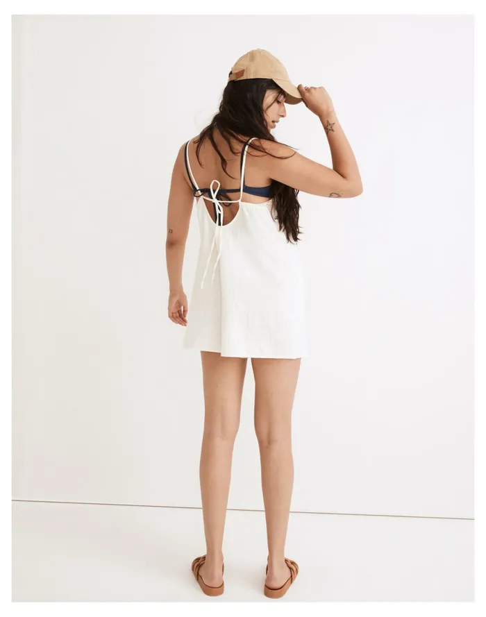 Women Embroidered Lightestspun Tie Back Cover Up Romper Lighthouse Madewell Swim Women Embroidered Lightestspun Tie Back Cover Up Romper Lighthouse Madewell Swim