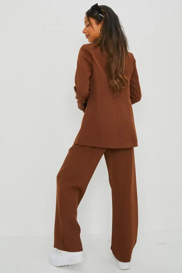 Women Ensemble 2 Pices Blazer Pantalon Marron Brown Brentiny Paris Sets With Top Bottoms Women Ensemble 2 Pices Blazer Pantalon Marron Brown Brentiny Paris Sets With Top Bottoms