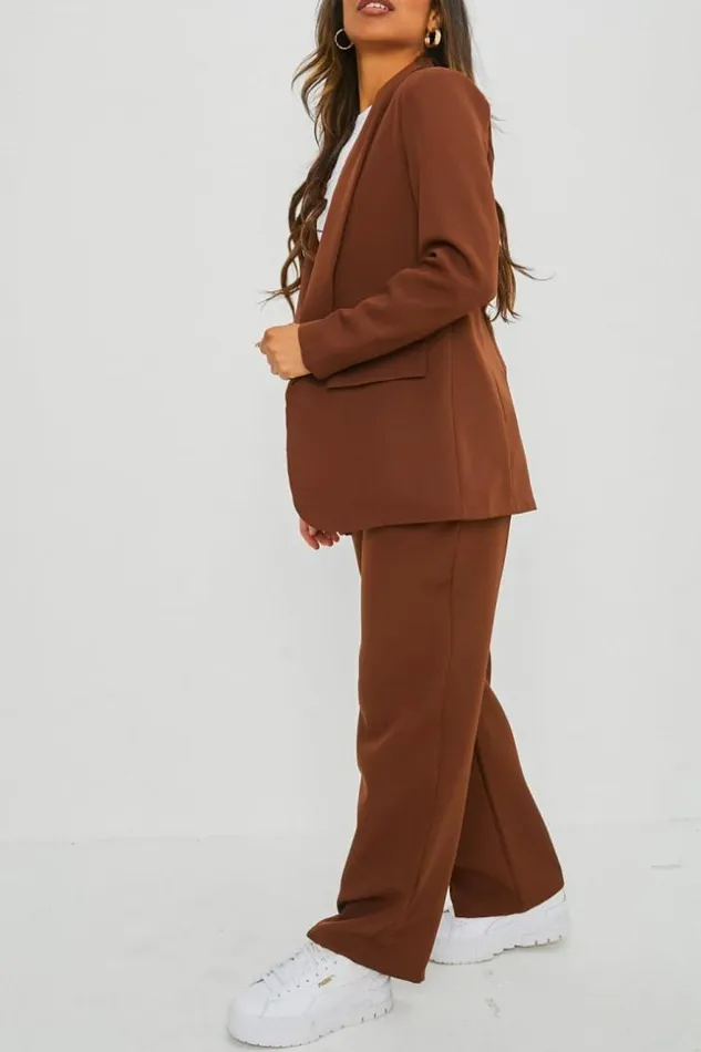Women Ensemble 2 Pices Blazer Pantalon Marron Brown Brentiny Paris Sets With Top Bottoms Women Ensemble 2 Pices Blazer Pantalon Marron Brown Brentiny Paris Sets With Top Bottoms