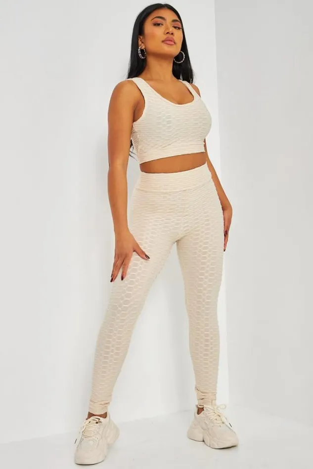 Women Ensemble 2 Pices Crop Top Legging Textur Beige Beige Brentiny Paris Lace Tops Women Ensemble 2 Pices Crop Top Legging Textur Beige Beige Brentiny Paris Lace Tops