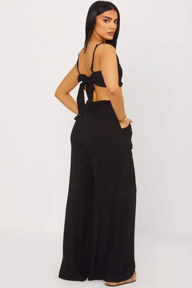 Women Ensemble 2 Pices Crop Top Pantalon Noir Black Brentiny Paris Sets With Top Bottoms Women Ensemble 2 Pices Crop Top Pantalon Noir Black Brentiny Paris Sets With Top Bottoms