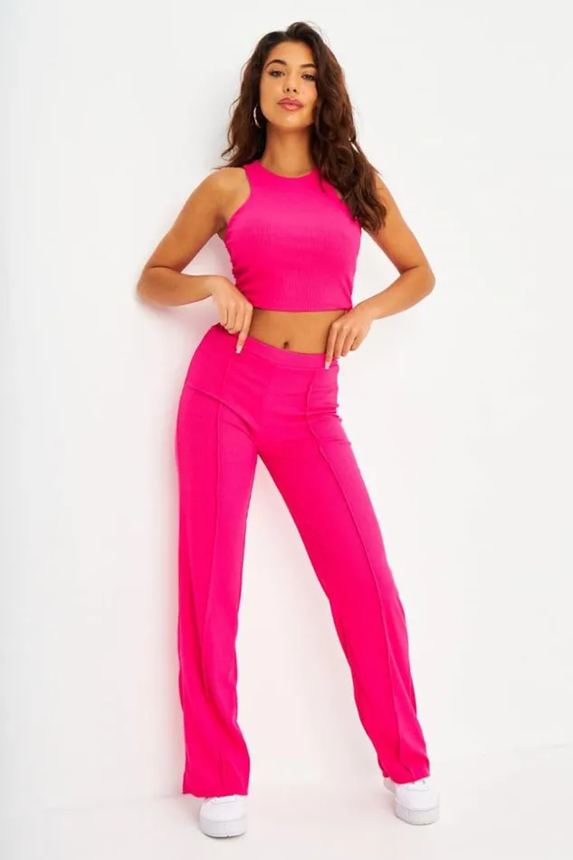 Women Ensemble 2 Pices Dbardeur Pantalon Ctel Rose Pink Brentiny Paris Lace Tops